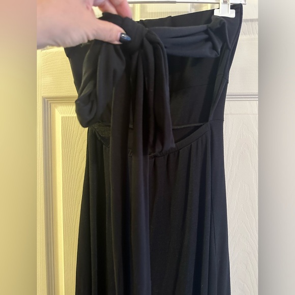 Alexis by Tal Sheyn Couture Strapless Black Maxi Dress A-Line Long Tie Dress USA - Picture 11 of 12